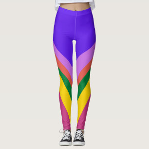 Pink purple & yellow Vintage Abstract color block Leggings