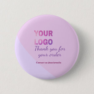Pink purple your logo connect with us social media 6 cm round badge
