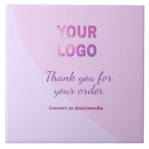 Pink purple your logo connect with us social media ceramic tile