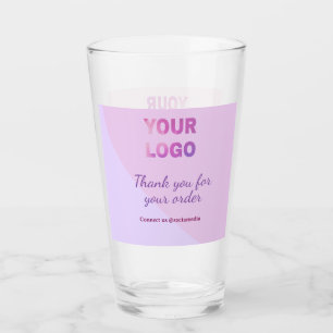 Pink purple your logo connect with us social media glass