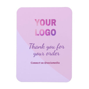 Pink purple your logo connect with us social media magnet