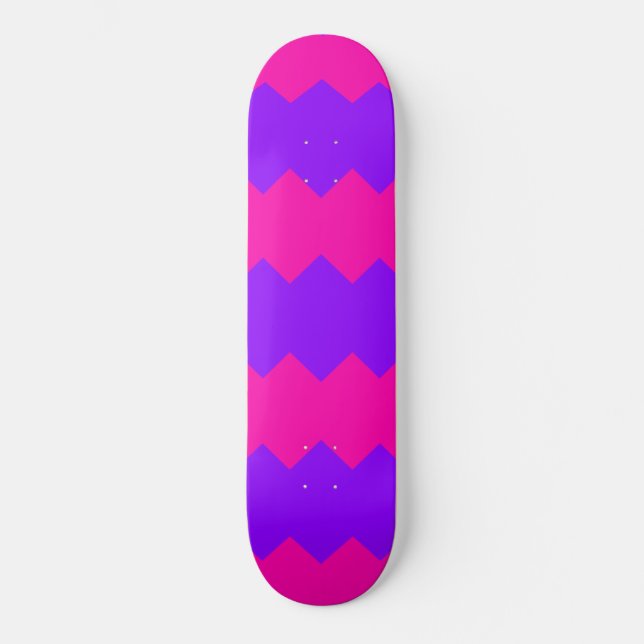 Pink & Purple Zig Zag Stripe Pattern Skateboard (Front)