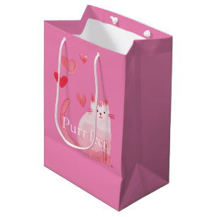Pink Purrfect Cat  Medium Gift Bag