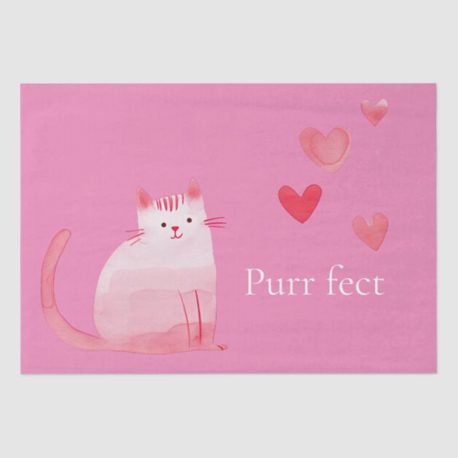 Pink Purrfect Cat  Tissue Paper (Front)