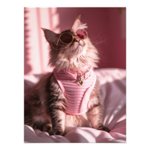 Pink Purrfection: Chic Cat in Style Photo Print