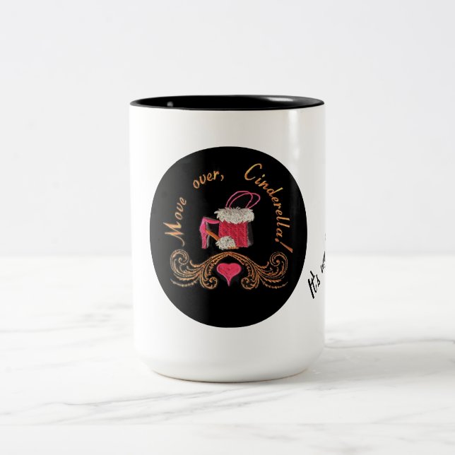 Pink Purse & Shoes, Move Over, Cinderella! Two-Tone Coffee Mug (Center)