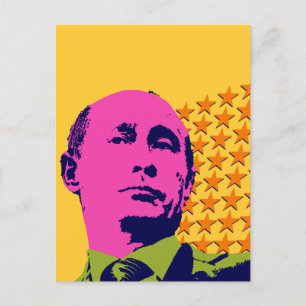 Pink Putin Pop Art Portrait Postcard