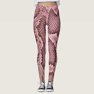 Pink Python Snake Print Women's Leggings 
