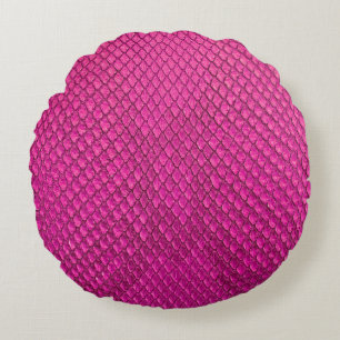 Pink python snake skin texture round cushion