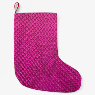 Pink python snake skin texture small christmas stocking