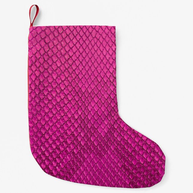 Pink python snake skin texture small christmas stocking (Front)