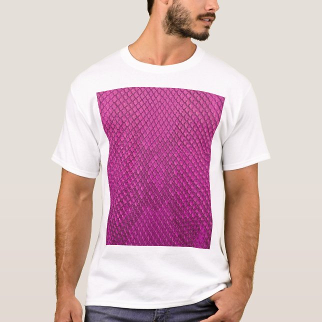 Pink Python: Snake Skin Texture. T-Shirt (Front)