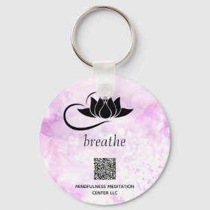 *~* Pink QR - BREATHE Lotus Branding SWAQ Key Ring