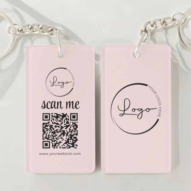 Pink QR Code Business Logo Promotional Key Ring (Creator Uploaded)