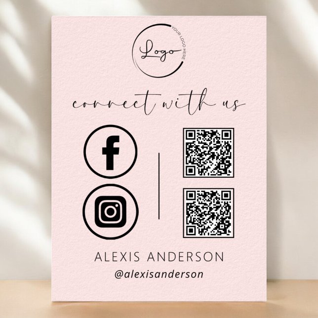Pink QR Connect With Us Business Logo Social Media Poster (Creator Uploaded)