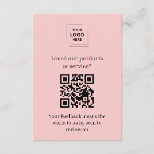 Pink QR Customer Feedback Review Insert Card