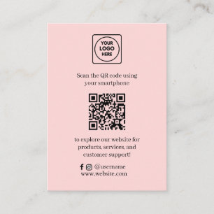 Pink QR   Website & Social Media Scan Me Enclosure Card