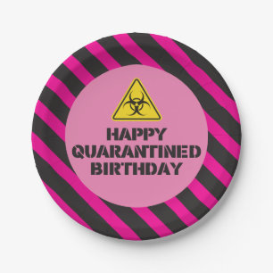 Pink Quarantine Birthday Party Plates