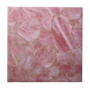 Pink Quartzite Crystal Gemstone Print Ceramic Tile