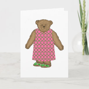 Pink Quatrefoil Palm Beach Bear Card