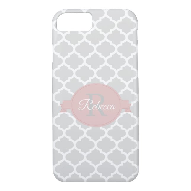 Pink Quatrefoil Personalised Case-Mate iPhone Case (Back)