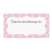Pink Quatrefoil "This Book Belongs To" Labels