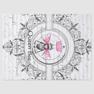 Pink Queen Bee Decoupage Tissue Paper