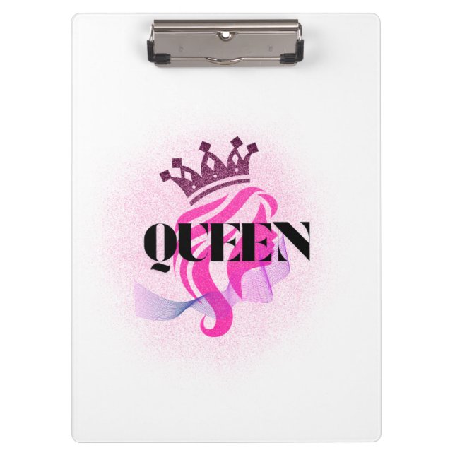 Pink Queen Crown Design – Confident Feminine Power Clipboard (Front)