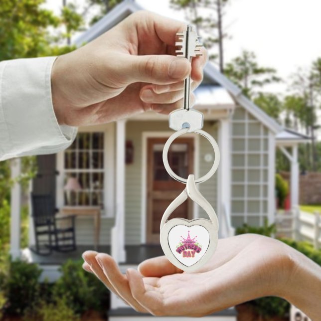 Pink Queen Crown Happy mothers day Metal Keychain (Creator Uploaded)