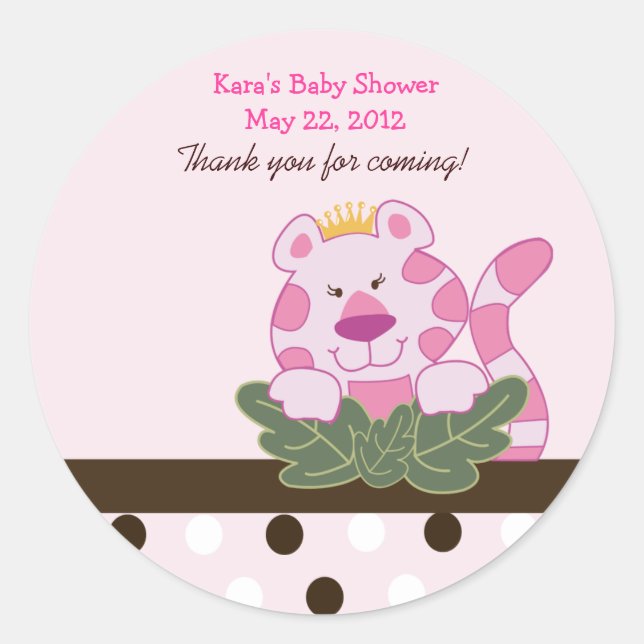 Pink Queen of the Jungle Custom Favour Sticker (Front)