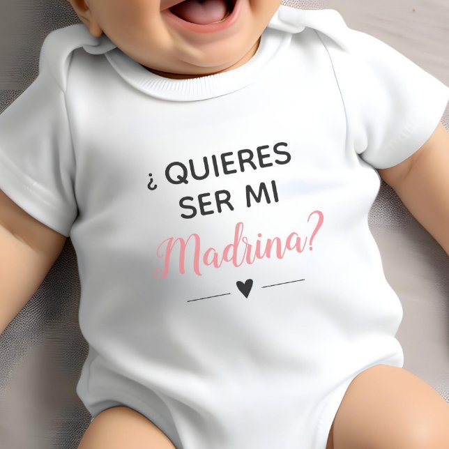 Pink Quieres Ser Mi Madrina Godmother Proposal Baby Bodysuit (Creator Uploaded)