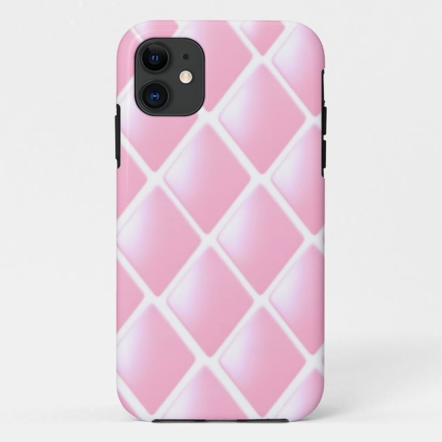 Pink Quilted Diamond Pattern Case-Mate iPhone Case (Back)