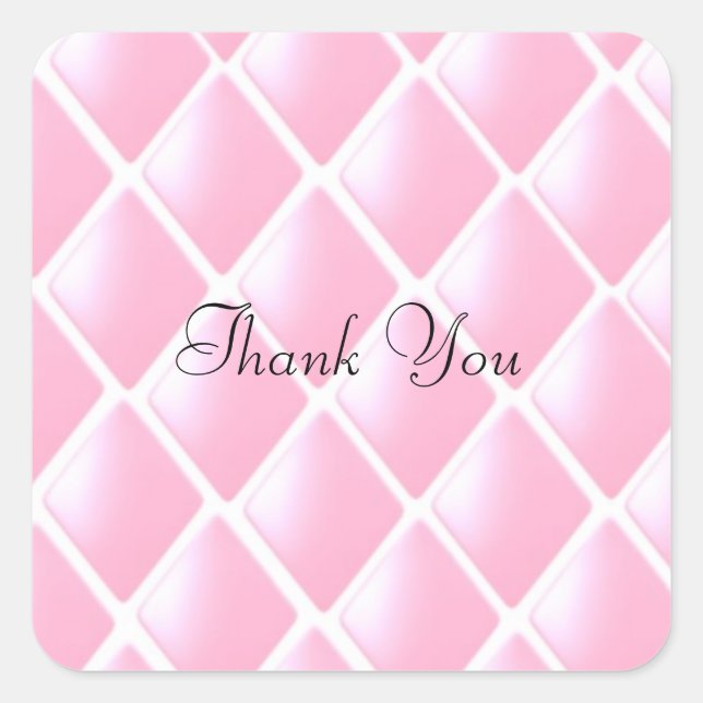 Pink Quilted Diamond Pattern Square Sticker (Front)
