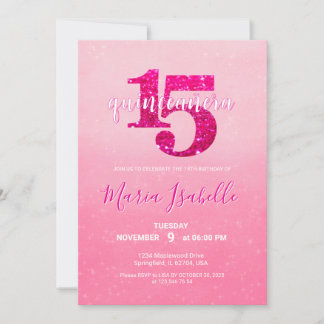 Pink Quinceañera 15th birthday invitation