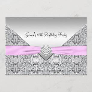 Pink Quinceanera 15th Birthday Party Invitation
