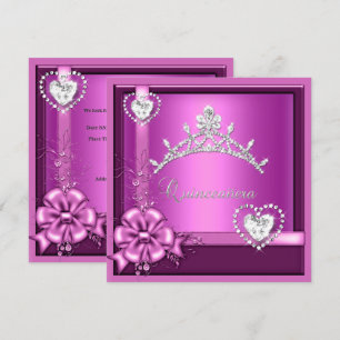 Pink Quinceanera 15th Birthday Party Silver Invitation