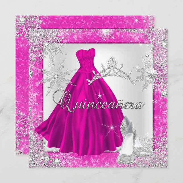 Pink Quinceanera 15th Elite Elegant Birthday Party Invitation (Front/Back)