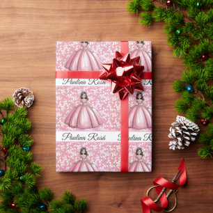 Pink Quinceañera Ball Gown Art Wrapping Paper
