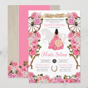 Pink Quinceanera Elegant Rose Western Charro Invitation