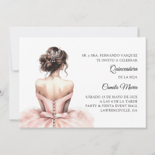 Pink Quinceañera Spanish Invitation