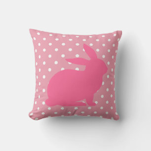 Pink Rabbit and Polka Dot Cushion