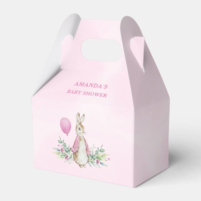 Pink Rabbit Baby Shower Favour Box (Front Side)