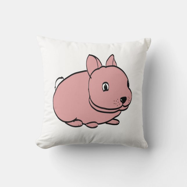 Pink Rabbit design on throw cushion (Front)
