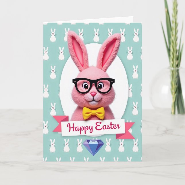 Pink Rabbit Easter Pattern Card (Front)
