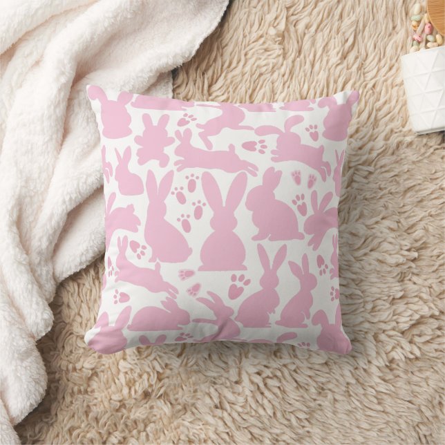 Pink Rabbits Pattern Cushion (Blanket)