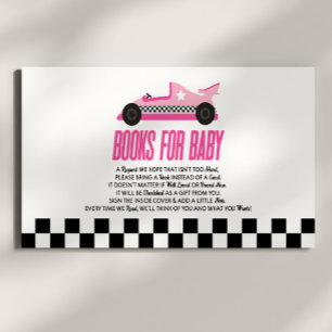 Pink Race Car Baby Shower Books For Baby Enclosure Card