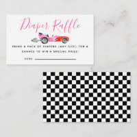 Pink Race Car Baby Shower Diaper Raffle Ticket