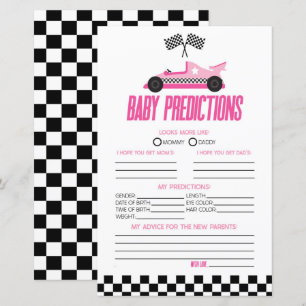 Pink Race Car Baby Shower Predictions Game