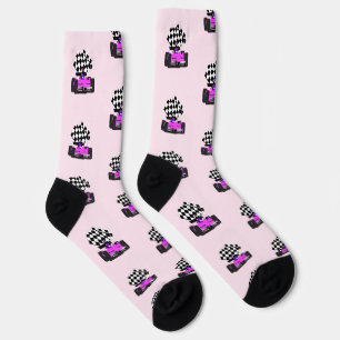 Pink Race Car - Chequered Flag Sports Socks