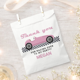 Pink Race Car Racing Birthday Party Favour Bag